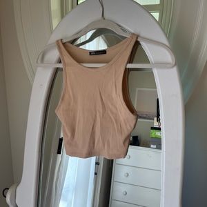 Tan ribbed tank top
